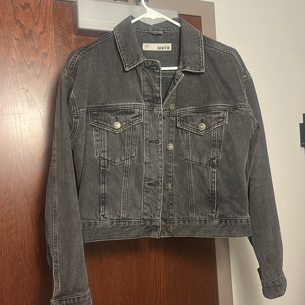 Topshop black denim moto jacket